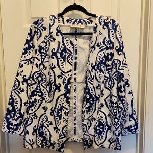 Chico's Navy and White Women's Blazer  sz 3(XL)